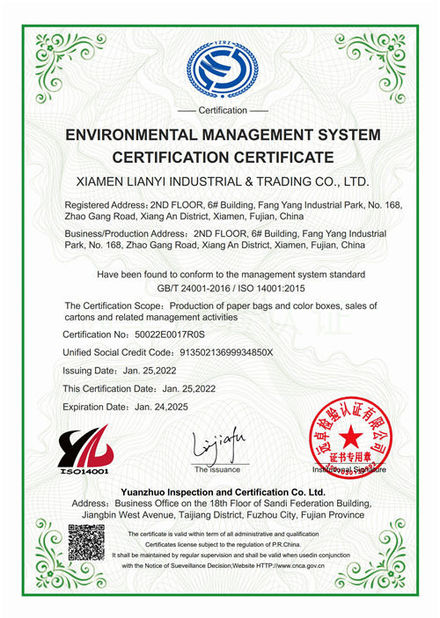 Κίνα Lianyi International industrial and trading co.,Ltd Πιστοποιήσεις